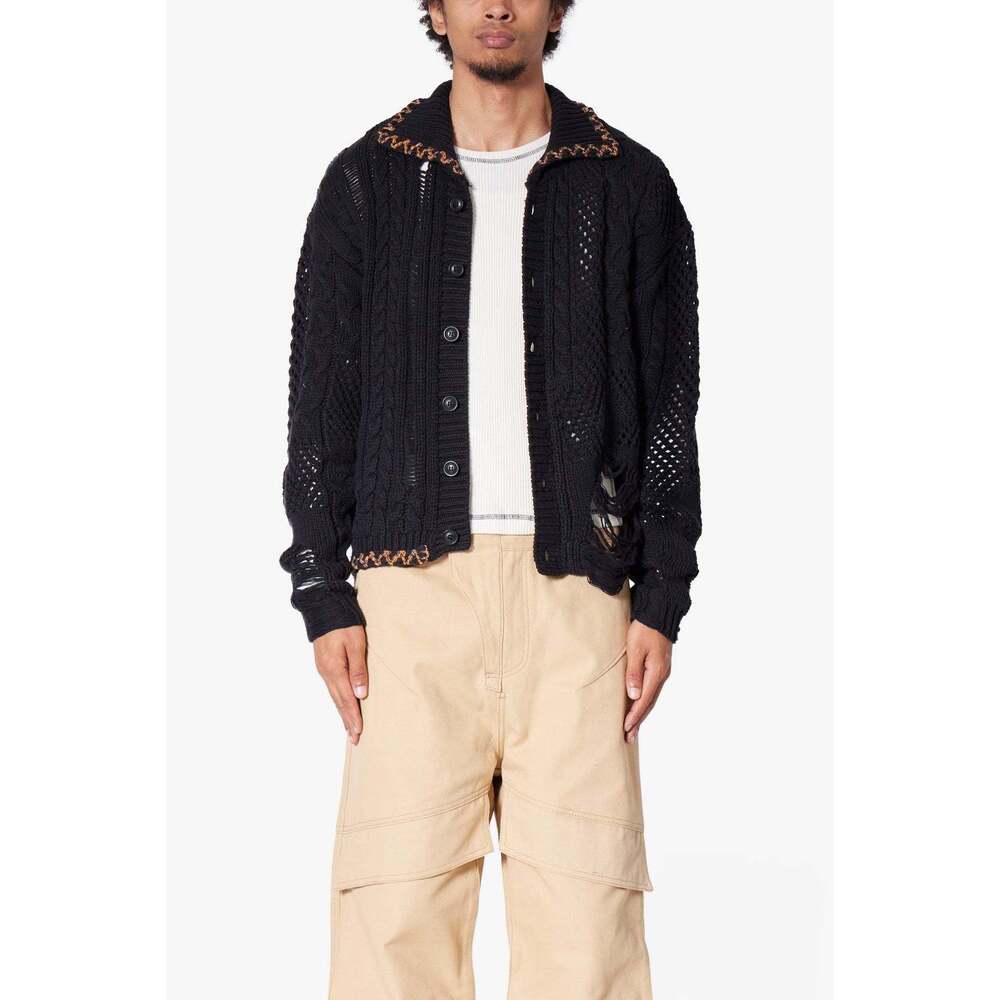 mnml Chunky Distressed Cardigan Sweater - Black Size XSBlack / XS